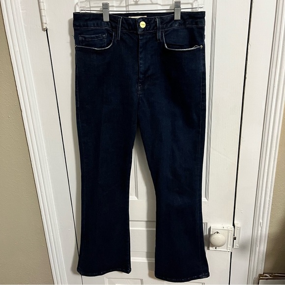 Frame Le One Crop Mini Boot Jeans Keller Dark Wash Size 2 J2 - Picture 4 of 11